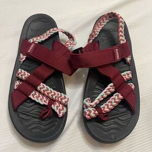 Megnya Sandals Woven Straps Open Toe Pull On Shoes Comfort Womens Size 38 US 8